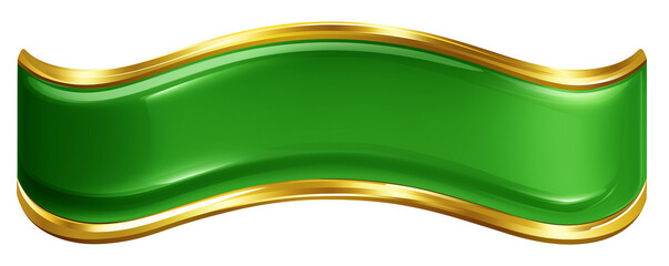 illustration green wavy banner with golden border design element