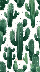 Cactus pattern on white background (1)
