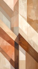 Abstract geometric composition with shades of brown and beige creating depth