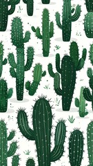 Cactus pattern on white background (2)