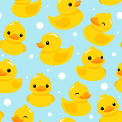 Cute rubber ducky seamless pattern 