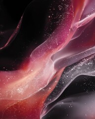 Emotional Abstract Depths: Passionate Red Gradients, Delicate Pink Elegance, Sophisticated Gray Mood, Soft Blurry Blend, Mysterious White Particles, Dreamy Artistic Backdrop