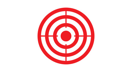 A red target with concentric circles and a white crosshair design