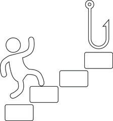 icon of a person climbing a ladder and icon of a fishing hook