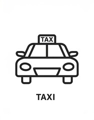 Simple black line drawing of a taxi cab