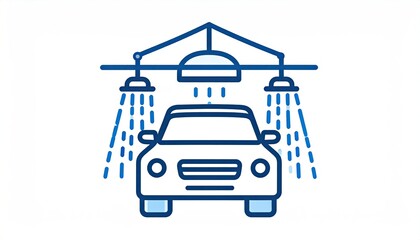 Car wash, outline, simple, front view