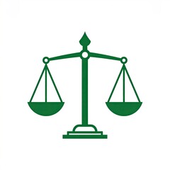 Green outlined balance scale graphic