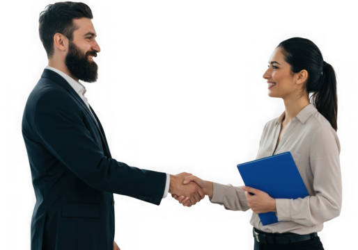 Business people shaking hands isolated on transparent background to seal a deal