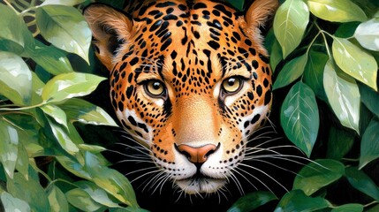 Jaguar Hiding in the Jungle