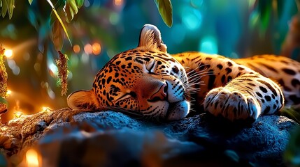 Sleeping Jaguar in Enchanted Forest.