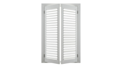 White louvered shutters PNG isolated on transparent background, interior design element for windows and doors