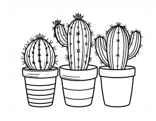 Three stylized cacti in pots (1)