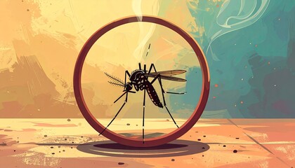 Mosquito in a ring, abstract background