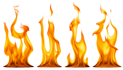 Four dancing, stylized fire flames