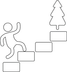 icon of a person climbing stairs and icon of a pine tree