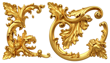 Gold floral scrolls on black