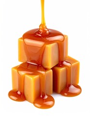 Caramel squares drizzled with caramel sauce