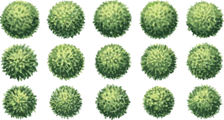 Gardinen Olive Stylized green bush and tree canopy grid with varied foliage textures for landscape design, game assets, and educational illustration  © Sihab Creatives