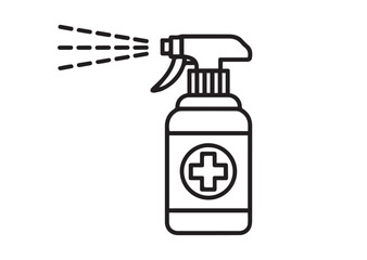 Fototapeta premium Antiseptic medical spray line art vector