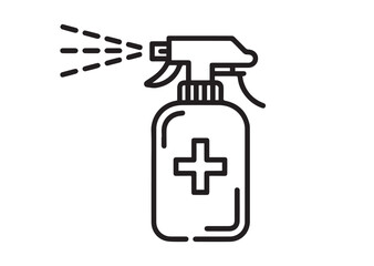 Antiseptic medical spray line art vector