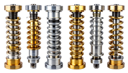 Metal spring cylinders, gold and silver