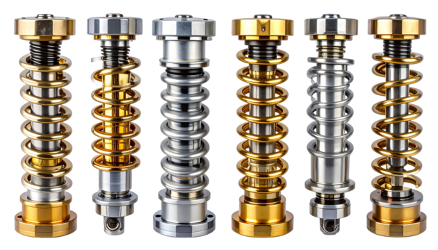 Metal spring cylinders, gold and silver