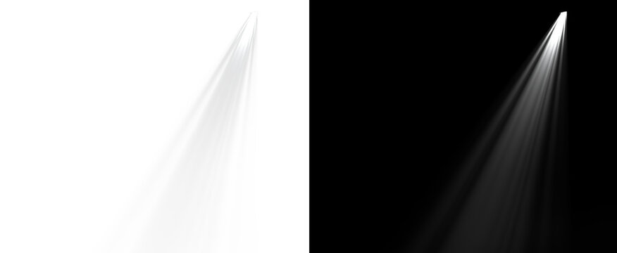 Focused white spotlight PNG. Realistic light beam overlay.