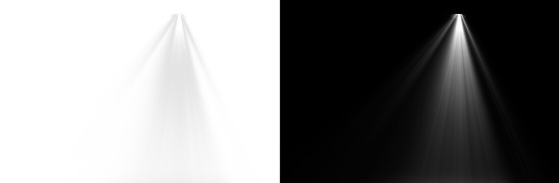 Focused white spotlight PNG. Realistic light beam overlay.