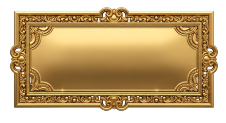 Ornate golden rectangle frame with elaborate carvings and decorative accents