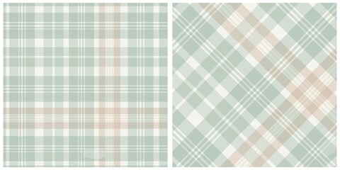 seamless plaid pattern, Mint green and beige plaid seamless textile textures for various uses