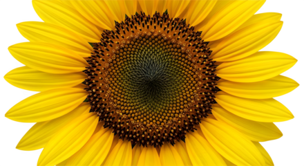 Vibrant yellow sunflower with intricate seed pattern against black background