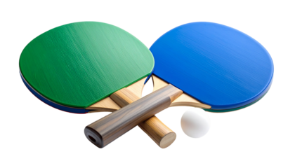 Crossed table tennis rackets & ball