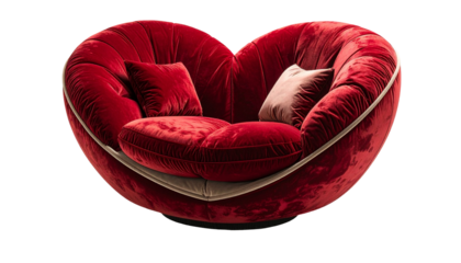 Plush red heart-shaped lounge chair