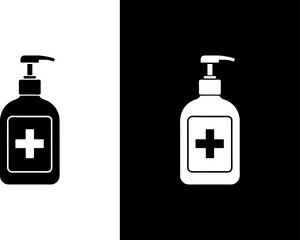 Hand Sanitizer Bottle Vector Outline Minimal Design.