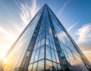 A skyscraper office building constructed of glass and steel