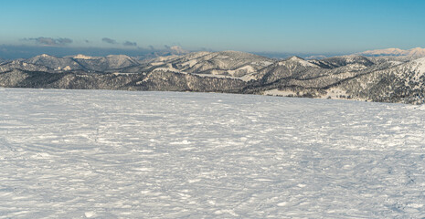 View from Ploska hill in winter Velka Fatra mountains in Slovakia