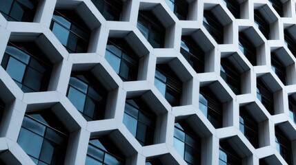 Close-up architectural repeating geometric shapes on the building facade