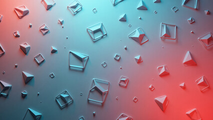 abstract crystal float in neon light