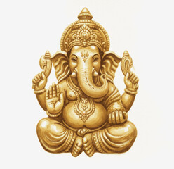 Auspicious Hues Golden Ganesha isolated watercolor vector illustration svg