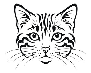 Black and White Line Cat Illustration – Minimalist Cat Drawing