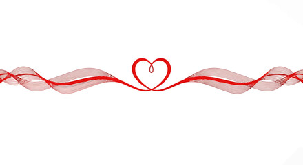 A delicate red ribbon design featuring a heart shape in the center, perfect for Valentine's Day.