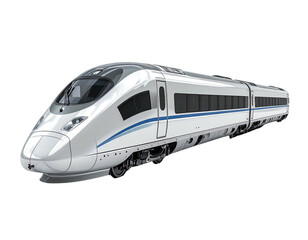 Naklejka premium Sleek, modern high-speed passenger train with a streamlined front and multiple cars
