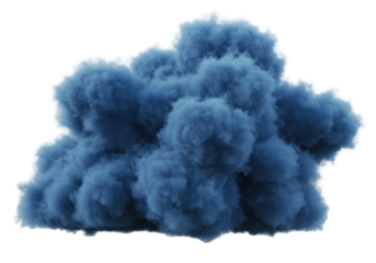 Fluffy blue cloud isolated PNG, atmospheric element for design projects and compositing, on transparent background