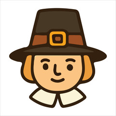 Pilgrim Man Cartoon Character Thanksgiving Illustration