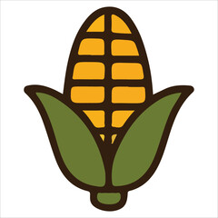 Corn Cob Harvest Vegetable Thanksgiving Icon Illustration