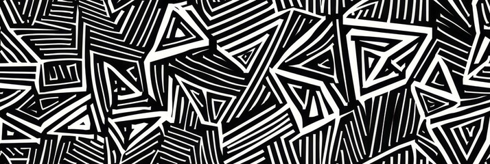 Whimsical Hand-Drawn Doodle Pattern Featuring Geometric Polygons