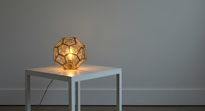 Photographed as a modern art installation, the image was created using an experimental sculpture lamp and side table combination.
