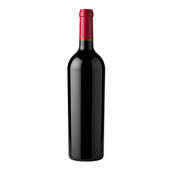 Unopened Dark Glass Red Wine Bottle with Cork and Capsule PNG Isolated on Transparent Background

