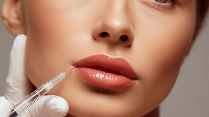 4k video of botox injection into lips for cosmetic correction. - Powered by Adobe