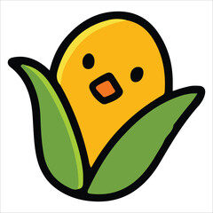 Corn Cob Cartoon Harvest Vegetable Thanksgiving Icon